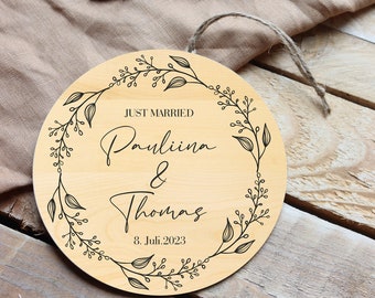 Disque en bois "Just Married" | cadeau de mariage | idée cadeau | Mémoire