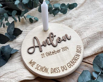 Birthday plate with walnut appliqué
