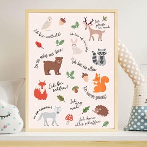 Poster Waldtiere mit Affirmationssprüchen 250g Papier DIN A3| Kinderzimmer | Dekoration | Poster | Affirmationen | Geschenkidee