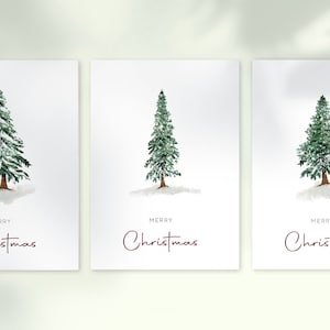 Set 3 biglietti di auguri di Natale semplici, 3 cartoline acquerello, 3 Christmas Cards simple watercolour, da stampare a casa