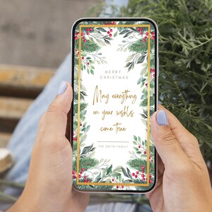Cartolina di Natale digitale, Modello elettronico per auguri di Buon Natale, Download istantaneo, Smartphone, Modifica con Canva