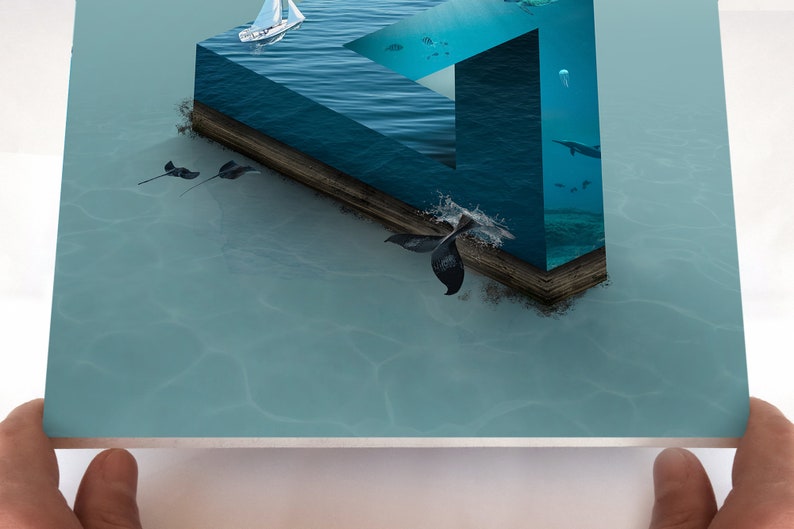 Cartel de ilusiones ópticas, triángulo de Penrose, impresión de arte surrealista imagen 10