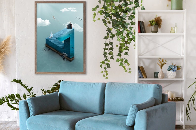 Cartel de ilusiones ópticas, triángulo de Penrose, impresión de arte surrealista imagen 7