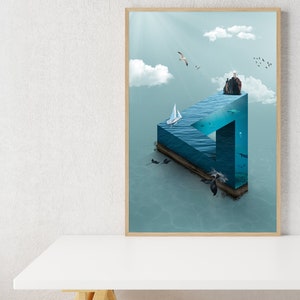 Cartel de ilusiones ópticas, triángulo de Penrose, impresión de arte surrealista imagen 5