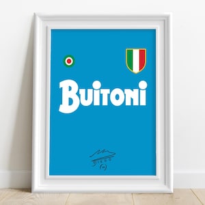Diego Maradona poster jersey of the Napoli Buitoni, Maradona art