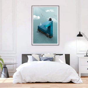 Cartel de ilusiones ópticas, triángulo de Penrose, impresión de arte surrealista imagen 8