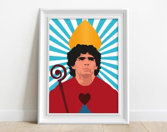 Maradona San Gennaro Poster | Pop Art D10S Print | Diego Maradona