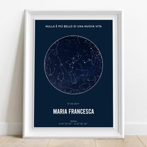 Mappa stellare personalizzata, poster cielo stellato con data e luogo, idea regalo romantica o di Natale digitale, stampa anniversario