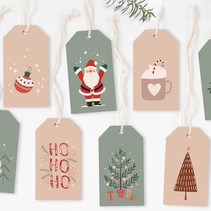 Etichette per regali di Natale tutte diverse e natalizie, 8 Christmas tags, cartoncini da ritagliare per i tuoi regali, download digitale