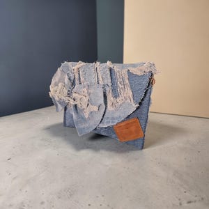 Denim Fashion Bow  Patch Clutch