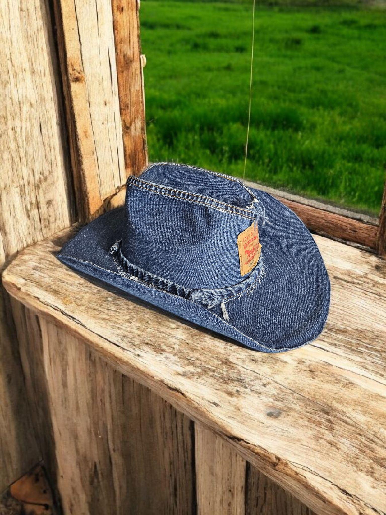 Reworked Levi Denim Patchwork Cowboy Hat - Etsy display picture 1