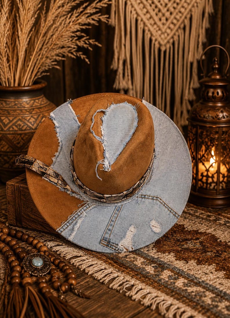 Distressed Fedora Hat & Necktie Set image 4