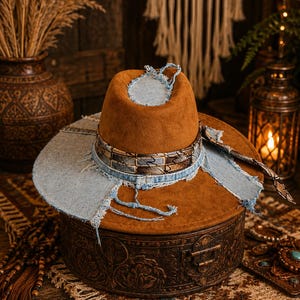 Distressed Fedora Hat & Necktie Set image 3