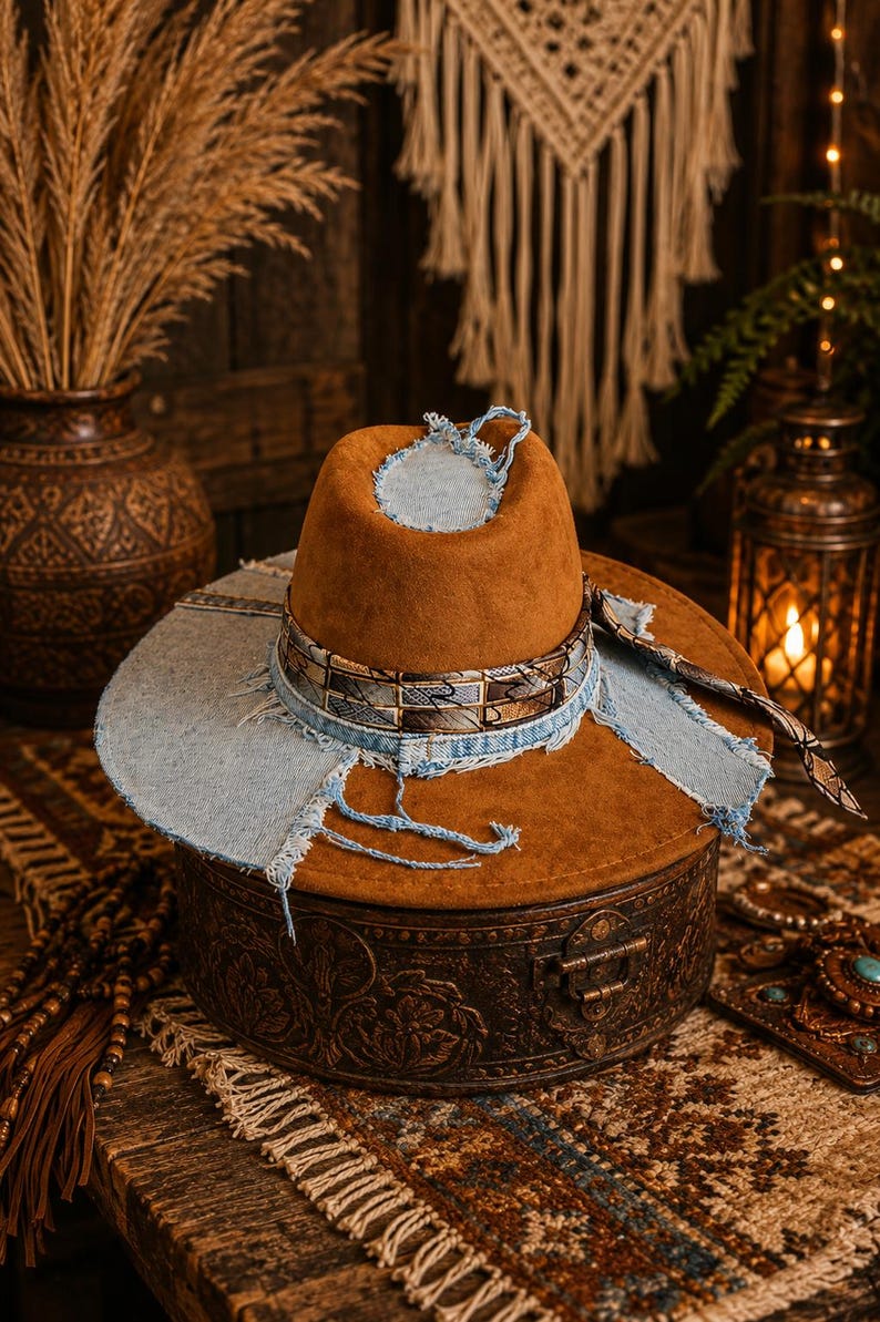 Distressed Fedora Hat & Necktie Set image 3