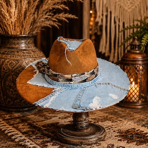 Distressed Fedora Hat & Necktie Set image 1