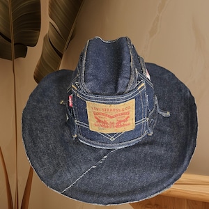 Handcrafted Denim Cowgirl Hat: Adjustable Western Style