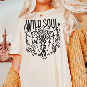 Camisa Wild Soul, Calavera De Vaca, Camiseta Floral Cow Skull, Camiseta Gráfica Occidental, Camisa Country, Calavera Bull, Camisa Vaquera, Camisa Howdy, Oversized