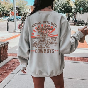 Raisin Hell with the Hippies and the Cowboys, Western Crewneck, Country Sweatshirt, Cowboy Sweatshirt, Western Graphic Sweatshirt