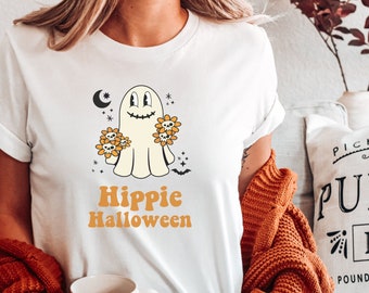 Chemise d’Halloween hippie, chemise d’Halloween rétro, saison effrayante, vibes effrayantes, chemise d’Halloween mignonne, chemise fantôme, Halloween vintage, chemise d’automne