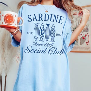 Cute Sardine T-shirt, Coastal Fisherman Aesthetic, Cute Beachy Summer Comfort Colors Tee, Trendy Oversized Tinned Fish Shirt, Soft Girl Gift