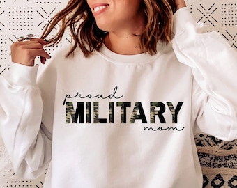 Stolzes Military Mom Sweatshirt, Military Mom Sweatshirt, Geschenk für Militär Mama, Militär Familie, Army Mom Crewneck, Marine Mom Crewneck
