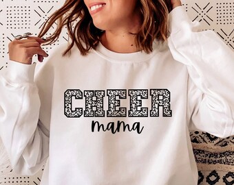 Cheer Mama Sweatshirt, Cheerleading Mom, Cheer Gift for Mom, Cheer Mom Leopard, Cheer Mom Crewneck, Cheer Team Sweater, Proud Cheer Mom