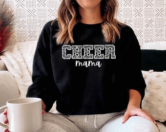 Cheer Mama Sweatshirt, Cheerleading Mom, Cheer Gift for Mom, Cheer Mom Leopard, Cheer Mom Crewneck, Cheer Team Sweater, Proud Cheer Mom