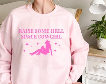 Space Cowgirl Sweatshirt, Cosmic Cowgirl Shirt, Disco Cowgirl Sweatshirt, Western Crewneck, Pink Cowgirl, Country Girl, Howdy Sweatshirt