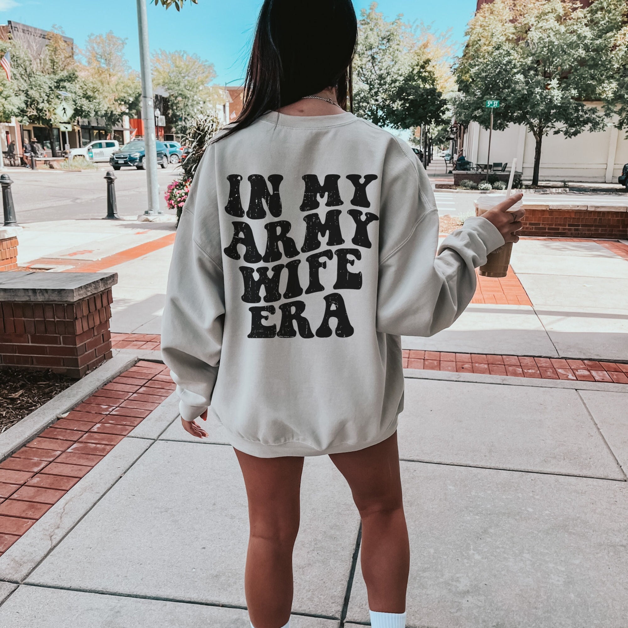 In My Army Wife Era Retro Sweatshirt Proud Army Wife Army Wife Gift Military Wife Sweater Military Wife Crewneck Army Graduation Etsy