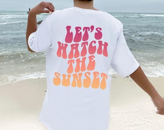 夕日を眺めよう、夕日シャツ、VSCOガール、トレンディなオーバーサイズのプレッピーTシャツドレス、ビーチTシャツ、ココナッツガール、サマーシャツ、女子旅