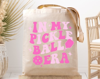 In My Pickleball Era Canvas Tote Bag, Pickleball Player, Gift for Pickleball Lover, Pink Trendy Sports Bag, Sports Lover Tote, Retro Gym Bag