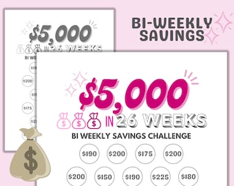 5k Savings Challenge Printable, Bi-Weekly Tracker (PDF File)