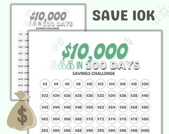 即購入OK★ボックス付き★100days savings challenge 10,000 Money Saving Challenge Printable / 10,000 Saving