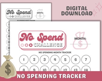 No Spend Month Challenge Tracker, Savings Printable (Digital Download)