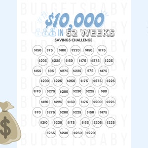10k in 52 Weeks Savings Tracker Printable Files, Save 10,000 in 1 Year ...
