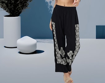 Cargobyxor Randiga Boho Hippy Nepal-byxor Lösa yogabyxor Vuxen Tonåring Funky Festival 100 % bomullstyg | Festivalbyxor Fairtrade-byxor