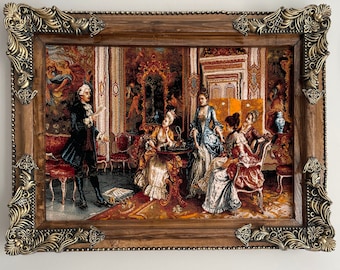 Carpet Tableau, Persian Rug, Wall Carpet,"Traditional western dance""Bridal Shower""Blind man's buff"Iranian Hand Woven Table Carpet