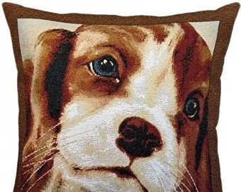 Pillow Dog-Animals Art Pillow Cover - Dog Pillow Cover-Gobelin Cushion Cover- Gobelin Throw Pillow  - Belgian Tapestry Pillow Cover