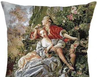Versailles Decor - French home decor -Romeo & Juliet- François - Boucher Painting - Gobelin Throw Pillow  - Belgian Tapestry Pillow Cover