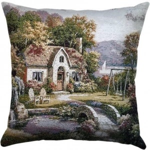 Rococo Art / Pillow Cover / Tapestry Pillow / Weaving / Vintage / Woven / Gift / Home Decor / Gobelin Tapestry / Hand Made / Jacquard