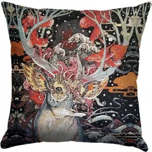 Animal Pattern Pillow Cover, Deer Pillow Cover,Patterned Pillow Cover- Jacquard Woven Pillow Cover 18x18 inch Cushion Cover