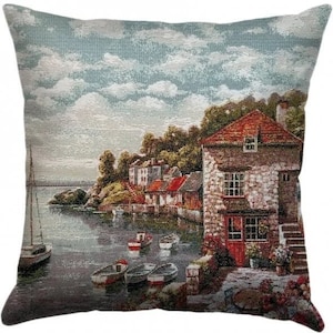 Rococo Art / Pillow Cover / Tapestry Pillow / Weaving / Vintage / Woven / Gift / Home Decor / Gobelin Tapestry / Hand Made / Jacquard