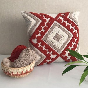 Punch Needle Pillow-Handmade Tufted Punch Needle Evil Eye Pillow Cover ,Punch Needle Pillow,Throw Pillows ,Decorative Pillows,Evil Eye Decor