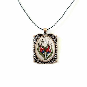 Ceramic Necklace - Pendant Necklace-China  Necklace,Coastal Jewelry, Porcelain and Gold, Long boho unique pendant, Artisan porcelain jewelry