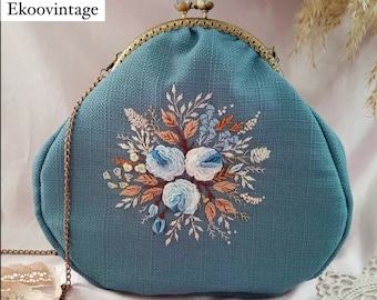 刺繍キット ウォレットバッグ、ハンドルバッグ | 刺繍ハンドバッグ、初心者向けキャンバス財布チェーンバッグ、バックルコインケース刺繍キット、DIYクラフトキット