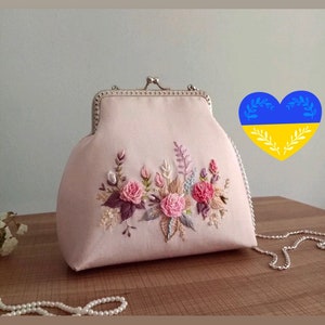 Broderie Kit portefeuille Sac,Sac à poignée | Sacs à main brodés, sac à main en toile pour débutant, kit de broderie pour porte-monnaie à boucle, kit de bricolage