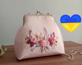 Embroidery Kit wallet Bag,Handle bag | Embroidered Handbags ,Beginner Canvas Purse Chain Bag,Buckle Coin Purse Embroidery kit,Diy Craft Kit