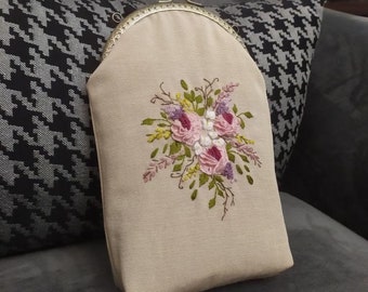 刺繍キット ウォレットバッグ、ハンドルバッグ | 刺繍ハンドバッグ、初心者向けキャンバス財布チェーンバッグ、バックルコインケース刺繍キット、DIYクラフトキット