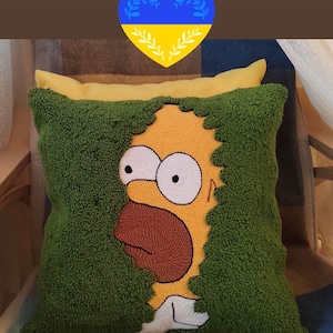 The Simpsons Pillow-Simpsons Cushion Covers-Modern Decorative Name Pillow Covers, Letter pillow,Natural color tassels-Punch Needle Pillow
