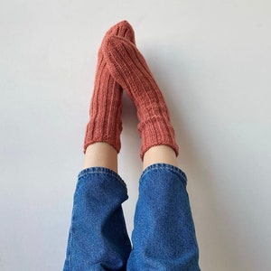 Wool Socks-Hand Made Wool Socks%100 Hand MadeKnitted Woolly Slipper Socks-All Hand Woven Socks,Ukraine Socks,Organic wool socks Orange